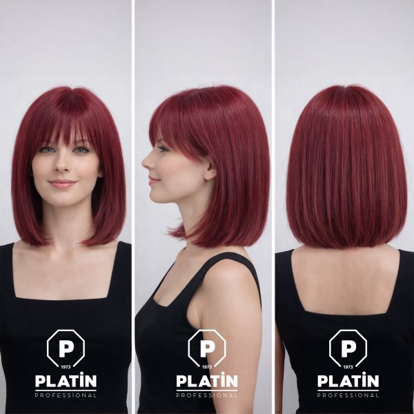 Tül Peruk Küt - Perçemli Koyu Fuşya